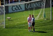 31 May 2009; Cork goalkeeper Donal Og Cusack and referee Barry Kelly shake hands before the game. Munster GAA Hurling Senior Championship Quarter-Final, Tipperary v Cork, Semple Stadium, Thurles, Co. Tipperary. Picture credit: Ray McManus / SPORTSFILE