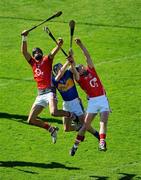 31 May 2009; Aisake O hAilpin, left, and Pat Horgan, Cork, contest a dropping ball with Paddy Stapleton, Tipperary. Munster GAA Hurling Senior Championship Quarter-Final, Tipperary v Cork, Semple Stadium, Thurles, Co. Tipperary. Picture credit: Ray McManus / SPORTSFILE