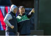 14 October 2015; Ireland's Keith Earls, left, with assistant coach Les Kiss during squad training. Ireland Rugby Squad Training, Sophie Gardens, Cardiff, Wales. Picture credit: Brendan Moran / SPORTSFILE