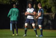 14 October 2015; Ireland players Simon Zebo, Mike McCarthy and Chris Henry during squad training. Ireland Rugby Squad Training, Sophie Gardens, Cardiff, Wales. Picture credit: Brendan Moran / SPORTSFILE
