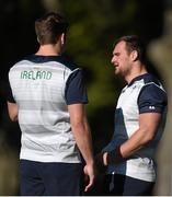 14 October 2015; Ireland's Rhys Ruddock, right, with Iain Henderson during squad training. Ireland Rugby Squad Training, Sophie Gardens, Cardiff, Wales. Picture credit: Brendan Moran / SPORTSFILE