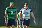 14 October 2015; Ireland's Jack McGrath, right, with scrum coach Greg Feek during squad training. Ireland Rugby Squad Training, Sophie Gardens, Cardiff, Wales. Picture credit: Brendan Moran / SPORTSFILE