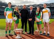 15 October 2015; James Dempsey, Aoife Norris, Jean Brady, Niall McNamee, Offaly, Uachtarán Chumann Lúthchleas Gael Aogán Ó Fearghaill, and golfer Shane Lowry were in Croke Park today to announce Offaly GAA's plans to develop a new centre of excellence. The Faithful Fields project will cost €2.25 million to develop in total with Offaly GAA aiming to raise €750,000 before November 30th. Croke Park, Dublin. Picture credit: Seb Daly / SPORTSFILE