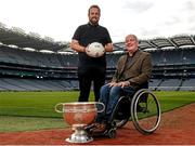15 October 2015; Golfer Shane Lowry and former Offaly footballers Matt Connor were in Croke Park today to announce Offaly GAA's plans to develop a new centre of excellence.  The Faithful Fields project will cost €2.25 million to develop in total with Offaly GAA aiming to raise €750,000 before November 30th. Croke Park, Dublin. Picture credit: Seb Daly / SPORTSFILE