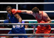 15 October 2015; Joseph Ward, right, Ireland, exchanges punches with Julio La Cruz, Cuba, during their Men's Light Heavyweight 81kg Final bout. AIBA World Boxing Championships, Ali Bin Hamad Al Attiyah Arena, Doha, Qatar. Photo by Sportsfile