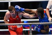 15 October 2015; Joseph Ward, left, Ireland, exchanges punches with Julio La Cruz, Cuba, during their Men's Light Heavyweight 81kg Final bout. AIBA World Boxing Championships, Ali Bin Hamad Al Attiyah Arena, Doha, Qatar. Photo by Sportsfile