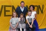 15 October 2015; Former Tipperary goalkeeper Brendan Cummins along with his wife Pam, goddaughter Clara Brosnan, aged 9, left, and his children Sarah-Lily, aged 3, and Paul, aged, 7, at the official launch of 'Standing My Ground', The Brendan Cummins autobiography. Semple Stadium, Thurles, Co. Tipperary. Picture credit: Diarmuid Greene / SPORTSFILE
