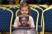 15 October 2015; Sarah-Lily Cummins, aged 3, daughter of former Tipperary goalkeeper Brendan Cummins, at the official launch of 'Standing My Ground', The Brendan Cummins autobiography. Semple Stadium, Thurles, Co. Tipperary. Picture credit: Diarmuid Greene / SPORTSFILE