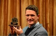 16 October 2015; Kilkenny's Paul Murphy was awarded the Hurling Personality of the Year at the 2015 Gaelic Writers’ Association Awards at the Jackson Court Hotel in Dublin. Pictured is Paul Murphy with his award. Gaelic Writers Association Awards 2015. Jackson Court Hotel, Harcourt Street, Dublin. Picture credit: Piaras Ó Mídheach / SPORTSFILE