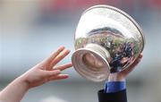 9 May 2009; A Shannon official lifts the cup after victory over Clontarf. AIB League Division 1 Final, Shannon v Clontarf, Thomond Park, Limerick. Picture credit: Brendan Moran / SPORTSFILE