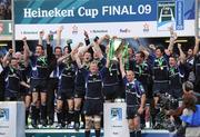 23 May 2009; Leinster captain Leo Cullen and his team-mates celebrate after lifting the Heineken Cup after victory over Leicester Tigers. Heineken Cup Final, Leinster v Leicester Tigers, Murrayfield Stadium, Edinburgh, Scotland. Picture credit: Brendan Moran / SPORTSFILE