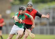 6 June 2009; Andrew Freeman, Mayo, in action against Aaron Dynes, Down. Christy Ring Cup Semi-Final, Down v Mayo, Pairc Esler, Newry, Co. Down. Photo by Sportsfile