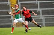 6 June 2009; Keith Higgins, Mayo, in action against Simon Wilson, Down. Christy Ring Cup Semi-Final, Down v Mayo, Pairc Esler, Newry, Co. Down. Photo by Sportsfile