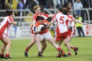 6 June 2009; Caoimhe Murray, Armagh, in action against Shannon Quinn and Maria Donnelly, Tyrone. TG4 GAA Football Ulster Senior Ladies Championship Semi-Final, Breffni Park, Cavan. Picture credit: Oliver McVeigh / SPORTSFILE