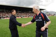 7 June 2009; Cork manager Conor Counihan and Kerry manager Jack O'Connor shake hands after the game. Munster GAA Football Senior Championship Semi-Final, Kerry v Cork, Fitzgerald Stadium, Killarney, Co. Kerry. Picture credit: Stephen McCarthy / SPORTSFILE