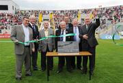 7 June 2009; Uachtarán Chumann Lúthchleas Gael Criostóir Ó Cuana officially opens the new terrace and dressing rooms in Fitzgerald Stadium, with from left, Patrick O'Sullivan, Secretary, Kerry County Board, Sean Walsh, Vice Chairman, Munster Council, Patrick O'Sullivan, Chairman of the Fitzgerald Stadium Development Committee, Jimmy O'Gorman, Chairman, Munster Council, Ken O'Sullivan, Secretary, Fitzgerald Stadium, Development Committee, and Jerome Conway, Chairman, Kerry County Board. Munster GAA Football Senior Championship Semi-Final, Kerry v Cork, Fitzgerald Stadium, Killarney, Co. Kerry. Picture credit: Brendan Moran / SPORTSFILE