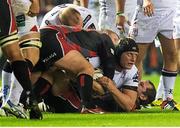 16 October 2015; Ulster's Dan Tuohy in action against Fraser Brown, bottom, Edinburgh. Guinness PRO12, Round 4, Edinburgh v Ulster. BT Murrayfield Stadium, Edinburgh, Scotland. Picture credit: Ross Parker / SPORTSFILE