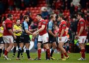 17 October 2015; Players shake hands at the final whistle. Guinness PRO12, Round 4, Munster v Cardiff Blues. Irish Independent Park, Cork. Picture credit: Sam Barnes / SPORTSFILE