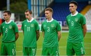 9 October 2015; Republic of Ireland players, from left, Joshua Cullen, Sean Kavanagh, Jack Connors and Conor Wilkinson before the game. UEFA Euro 2017 U21 Championship Qualifier, Group 2, Republic of Ireland v Lithuania. RSC, Waterford. Picture credit: Piaras Ó Mídheach / SPORTSFILE