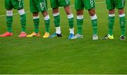 9 October 2015; A general view of the football boots of the Republic of Ireland players as they stand for the national anthems before the game. UEFA Euro 2017 U21 Championship Qualifier, Group 2, Republic of Ireland v Lithuania. RSC, Waterford. Picture credit: Piaras Ó Mídheach / SPORTSFILE