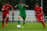 9 October 2015; Jack Connors, Republic of Ireland, in action against Sigitas Urbys, left, and Aurimas Trucinskas, Lithuania. UEFA Euro 2017 U21 Championship Qualifier, Group 2, Republic of Ireland v Lithuania. RSC, Waterford. Picture credit: Piaras Ó Mídheach / SPORTSFILE