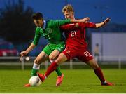 9 October 2015; Callum O'Dowda, Republic of Ireland, in action against Donatas Segzda, Lithuania. UEFA Euro 2017 U21 Championship Qualifier, Group 2, Republic of Ireland v Lithuania. RSC, Waterford. Picture credit: Piaras Ó Mídheach / SPORTSFILE