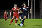 17 October 2015; Jess Corr, Shelbourne U18 LFC, in action against Niamh Barnes, Shelbourne LFC. Continental Tyres FAI Women’s Senior Cup, Semi-Final, Shelbourne LFC v Shelbourne U18 LF. Morton Stadium, Santry, Co. Dublin. Picture credit: Tomas Greally / SPORTSFILE