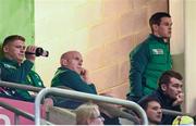 18 October 2015; Ireland players, including Tadhg Furlong, Paul O'Connell, Peter O'Mahony and Jonathan Sexton, watch on during the second half. 2015 Rugby World Cup Quarter-Final, Ireland v Argentina. Millennium Stadium, Cardiff, Wales. Picture credit: Stephen McCarthy / SPORTSFILE