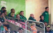 18 October 2015; Ireland players, including Sean O'Brien, Mike McCarthy, Simon Zebo, Tadhg Furlong, Paul O'Connell, Peter O'Mahony and Jonathan Sexton, watch on during the second half. 2015 Rugby World Cup Quarter-Final, Ireland v Argentina. Millennium Stadium, Cardiff, Wales. Picture credit: Stephen McCarthy / SPORTSFILE