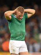 18 October 2015; Ian Madigan, Ireland, following his side's defeat. 2015 Rugby World Cup Quarter-Final, Ireland v Argentina. Millennium Stadium, Cardiff, Wales. Picture credit: Stephen McCarthy / SPORTSFILE