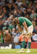 18 October 2015; Jamie Heaslip, Ireland, following his side's defeat. 2015 Rugby World Cup Quarter-Final, Ireland v Argentina. Millennium Stadium, Cardiff, Wales. Picture credit: Stephen McCarthy / SPORTSFILE