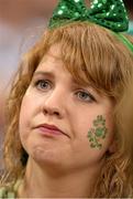 18 October 2015; A dejected Ireland supporter watches the final moments of the game. 2015 Rugby World Cup Quarter-Final, Ireland v Argentina. Millennium Stadium, Cardiff, Wales. Picture credit: Brendan Moran / SPORTSFILE