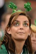 18 October 2015; An Ireland supporter looks on late in the game. 2015 Rugby World Cup Quarter-Final, Ireland v Argentina. Millennium Stadium, Cardiff, Wales. Picture credit: Brendan Moran / SPORTSFILE