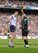 7 June 2009; Barry Cahill, Dublin, is shown a yellow card by referee Martin Duffy. Leinster GAA Football Senior Championship Quarter-Final, Dublin v Meath, Croke Park, Dublin. Photo by Sportsfile