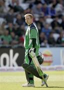 11 June 2009; Niall O'Brien, Ireland, shows his disappointment after getting out against New Zealand. Twenty20 World Cup - Super Eights Series, Ireland v New Zealand. Trent Bridge, Nottingham, England. Picture credit: Tim Hales / SPORTSFILE