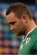 18 October 2015; A dejected Dave Kearney, Ireland, after the game. 2015 Rugby World Cup Quarter-Final, Ireland v Argentina. Millennium Stadium, Cardiff, Wales. Picture credit: Brendan Moran / SPORTSFILE