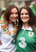 18 October 2015; Catherine Murphy and Niamh Cahill, from Kilmaley, Co. Clare, ahead of the game. 2015 Rugby World Cup Quarter-Final, Ireland v Argentina. Millennium Stadium, Cardiff, Wales. Picture credit: Stephen McCarthy / SPORTSFILE