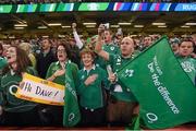 18 October 2015; Ireland supporters during 'Ireland's Call'. 2015 Rugby World Cup Quarter-Final, Ireland v Argentina. Millennium Stadium, Cardiff, Wales. Picture credit: Stephen McCarthy / SPORTSFILE