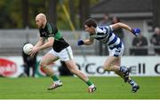 18 October 2015; Dylan Mehigan, Nemo Rangers, in action against John O'Regan, Castlehaven. Cork County Senior Football Championship Final, Castlehaven v Nemo Rangers. Páirc Ui Rinn, Cork. Picture credit: Diarmuid Greene / SPORTSFILE