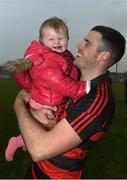 18 October 2015; Ballygunnar's Stephen Power and his 16 month old daughter Hollie after the game. J.J. Kavanagh & Sons Ltd. Waterford County Senior Hurling Championship Final, Ballygunnar v Tallow. O'Connor Park, Walsh Park, Waterford. Picture credit: Ray McManus / SPORTSFILE
