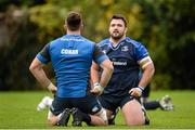 19 October 2015; Leinster's Marty Moore, right, and Jack Conan during squad training. Leinster Rugby Squad Training, Rosemount, UCD, Belfield, Dublin. Picture credit: Sam Barnes / SPORTSFILE