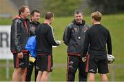 19 October 2015; Munster coaches, from left to right, technical advisor Mick O'Driscoll, assistant coach Brian Walsh, assistant coach Ian Costello, head coach Anthony Foley and scrum coach Jerry Flannery in conversation during squad training. Munster Rugby Squad Training and Press Conference, University of Limerick, Limerick. Picture credit: Diarmuid Greene / SPORTSFILE