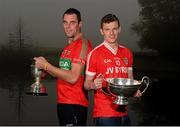 20 October 2015; Damien Power, Rathnew, and Sean Pender, Edenderry, pictured in attendance at the Leinster GAA Club Championship launch 2015. Barretstown Castle, Ballymore Eustace, Co. Kildare. Picture credit: Seb Daly / SPORTSFILE