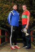 20 October 2015; Paul Sharry, St. Loman's, and Damien Power, Rathnew, pictured in attendance at the Leinster GAA Club Championship launch 2015. Barretstown Castle, Ballymore Eustace, Co. Kildare. Picture credit: Seb Daly / SPORTSFILE