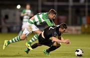23 May 2014; Steven Beattie, Bohemians, in action against  Stephen McPhail, Shamrock Rovers. Airtricity League Premier Division, Shamrock Rovers v Bohemians, Tallaght Stadium, Tallaght, Co. Dublin. Picture credit: David Maher / SPORTSFILE