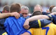 7 June 2009; Clare manager Frank Doherty talks to his players after the games. Munster GAA Football Senior Championship Semi-Final, Clare v Limerick, Cusack Park, Ennis, Co. Clare. Picture credit: Matt Browne / SPORTSFILE