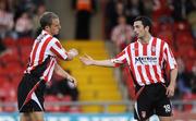 12 June 2009; Mark McChrystal, Derry City, left, is congratulated by Mark Farren, after scoring his side's second goal. FAI Ford Cup Third Round, Derry City v Ballymun United, Brandywell Stadium, Derry. Picture credit: Oliver McVeigh / SPORTSFILE *** Local Caption ***