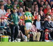 13 June 2009; Kerry's Paul Galvin, 10, leaves the pitch past manager Jack O'Connor after being shown a red card by referee Pat McEnaney. GAA Football Munster Senior Championship Semi-Final Replay, Cork v Kerry, Pairc Ui Chaoimh, Cork. Picture credit: Brendan Moran / SPORTSFILE