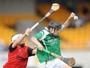 14 June 2009; James Gallagher, Fermanagh, in action against Brett Nicholson, Down. Ulster Minor Hurling Championship Semi-Final, Down v Fermanagh, Casement Park, Belfast, Co. Antrim. Photo by Sportsfile