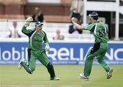 14 June 2009; Niall O'Brien, left, Ireland, and team mate Alex Cusack celebrate after a wicket against Sri Lanka. Twenty20 World Cup, Super Eights Series, Ireland v Sri Lanka, Lord's Cricket Ground, London, England. Picture credit: Tim Hales / SPORTSFILE
